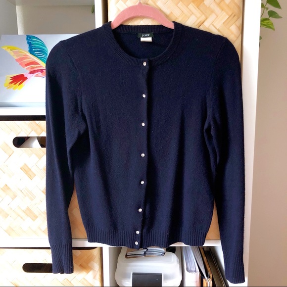 J. Crew Sweaters - J.Crew Cropped Cashmere, Wool, Rhinestone Cardigan